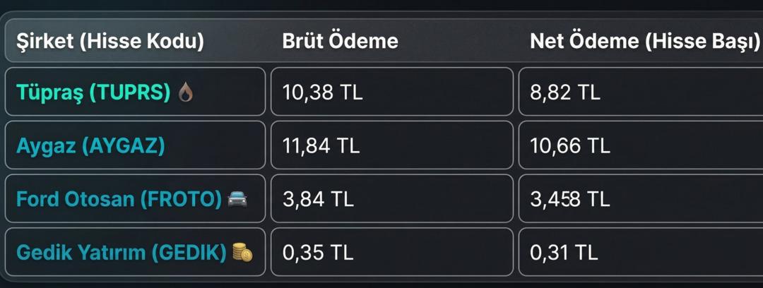 TUPRS, FROTO, AYGAZ, GEDIK: Hisselerde bug&uuml;n temett&uuml; bayramı var! 1