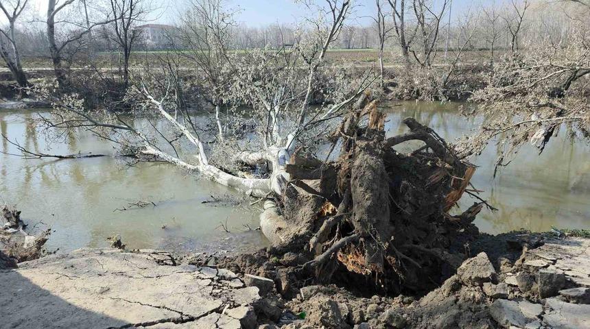 9 yıl sonra gelen taşkınlar zemini vurdu: Tunca Nehri&rsquo;ndeki kıyıda yarıklar oluştu