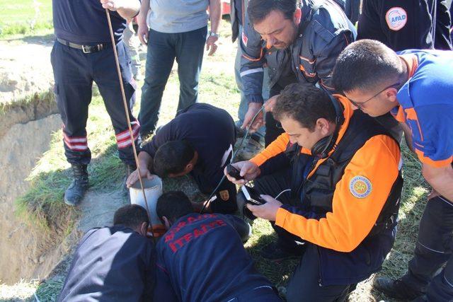 Kuyuya düşen yavru köpek 11 saatlik çalışmayla kurtarıldı