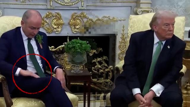 Yer: Beyaz Saray... İrlanda Başbakanı Martin, Trump ile görüşürken öyle bir hareket yaptı ki...