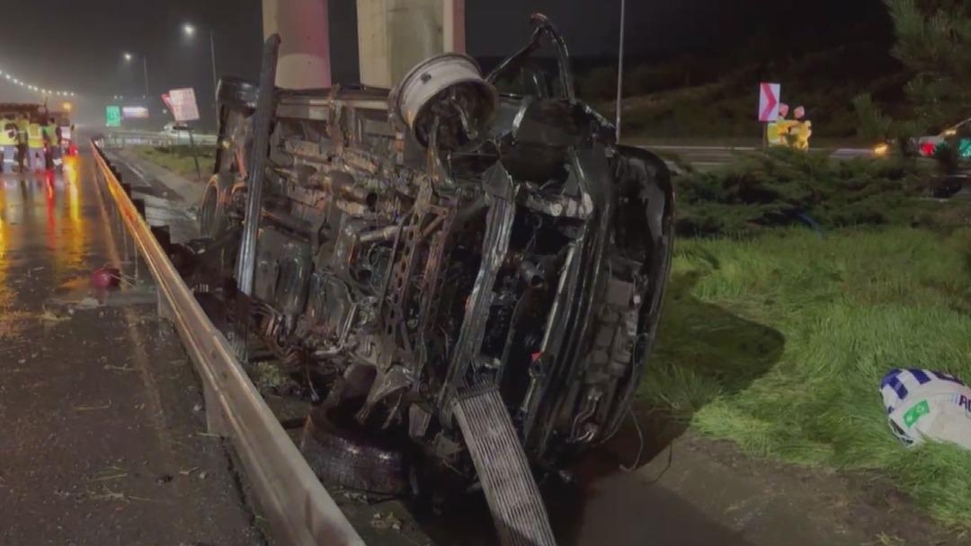 Kuzey Marmara Otoyolu nda minib&uuml;s takla attı: 1 &ouml;l&uuml;, 1 yaralı 6