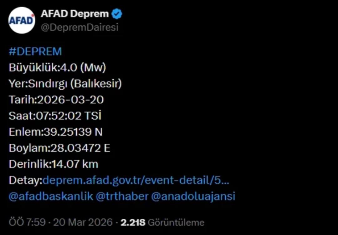 Balıkesir de bayram sabahı korkutan deprem! 1