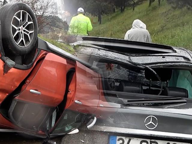 Takla atan otomobile başka bir ara&ccedil; &ccedil;arptı: 2&rsquo;si &ccedil;ocuk 7 yaralı!