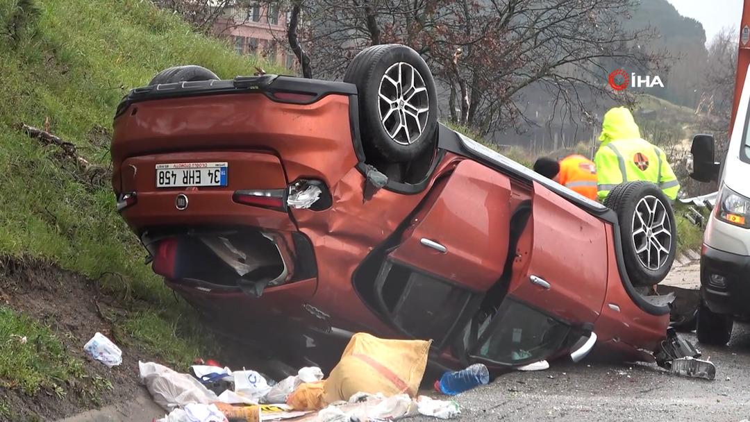 Takla atan otomobile başka bir ara&ccedil; &ccedil;arptı: 2&rsquo;si &ccedil;ocuk 7 yaralı! 1