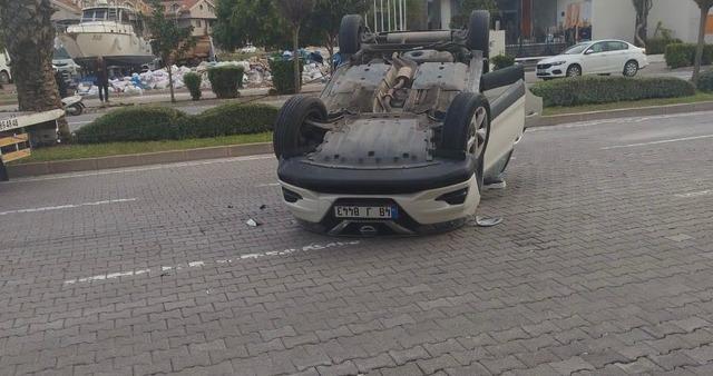 Marmaris’te otomobil takla attı: 2 kişi hafif yaralandı 1