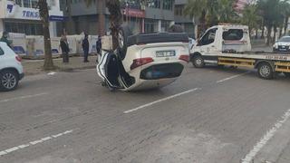 Marmaris’te otomobil takla attı: 2 kişi hafif yaralandı