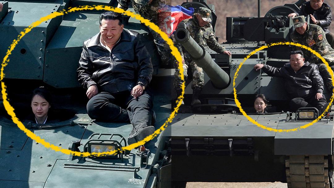 Kızının s&uuml;rd&uuml;ğ&uuml; tanka bindi: Kuzey Kore lideri Kim Jong-un'un gururu y&uuml;z&uuml;ne yansıdı