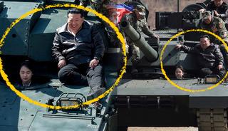 Kızının s&uuml;rd&uuml;ğ&uuml; tanka bindi: Kuzey Kore lideri Kim Jong-un'un gururu y&uuml;z&uuml;ne yansıdı