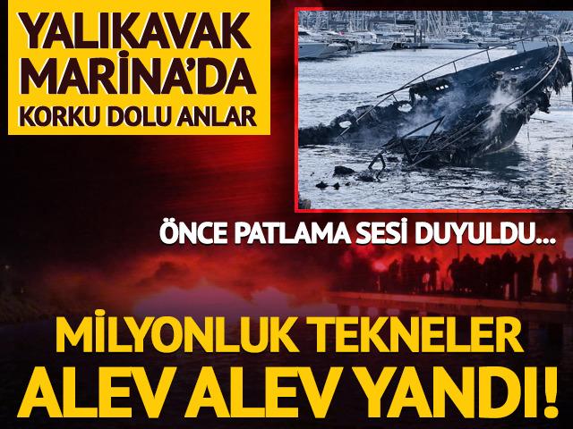 Yalıkavak Marina'daki teknede &ouml;nce patlama sonra yangın