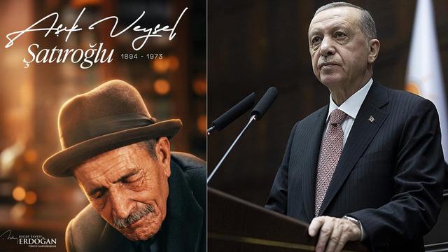 Cumhurbaşkanı Erdoğan, Aşık Veysel’i vefatının 53. yıldönümünde andı