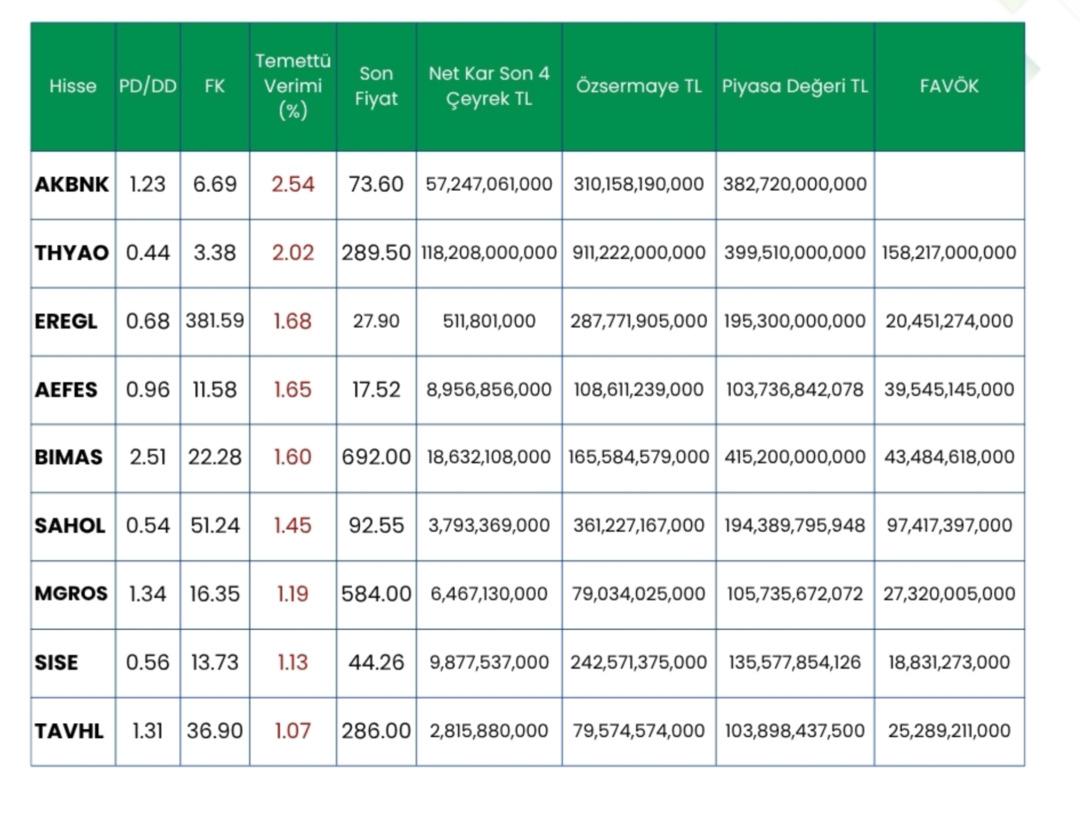 Temett&uuml; verimi y&uuml;ksek hisseler 2