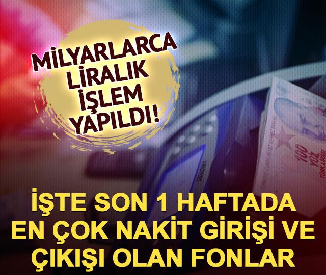 Son 1 haftada en çok nakit girişi ve çıkışı olan fonlar