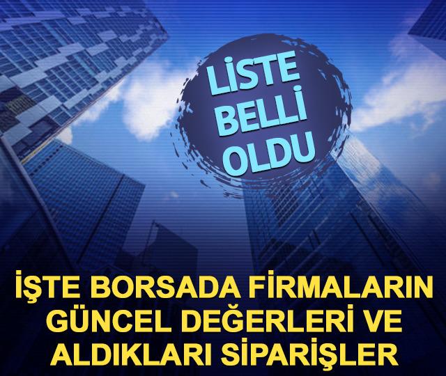 Borsada firmaların g&uuml;ncel değerleri ve aldıkları siparişler