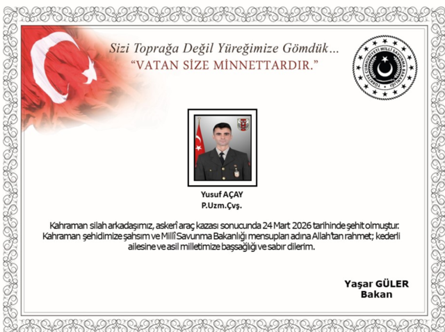 Ağrı'daki kazada 1 asker şehit oldu!