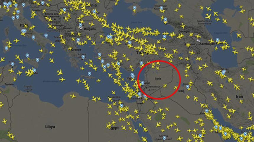 Suriye hava sahası trafiği durdu