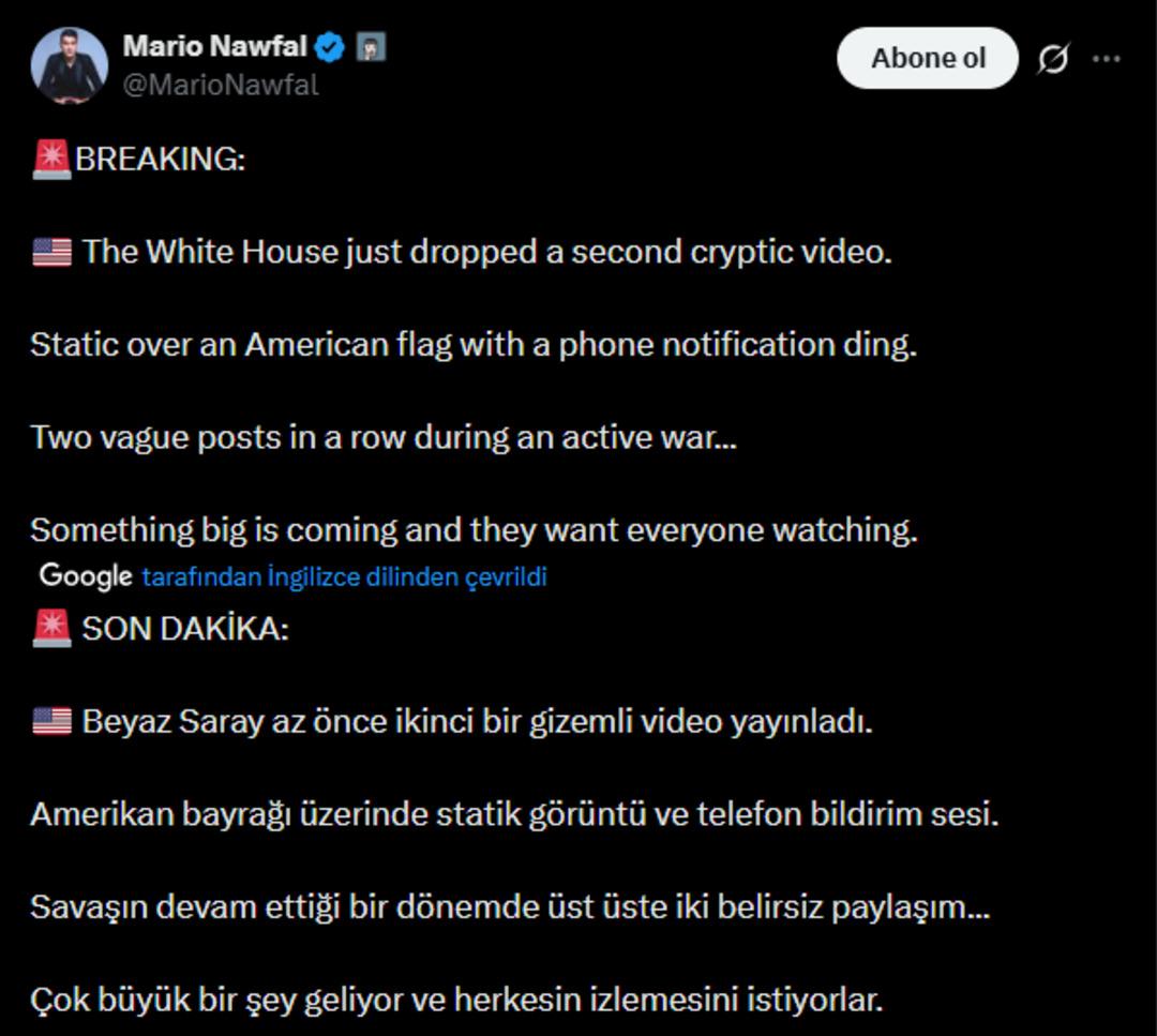 4 saniyelik gizemli video sosyal medyayı karıştırdı! Beyaz Saray dan bilmece gibi paylaşımlar 4