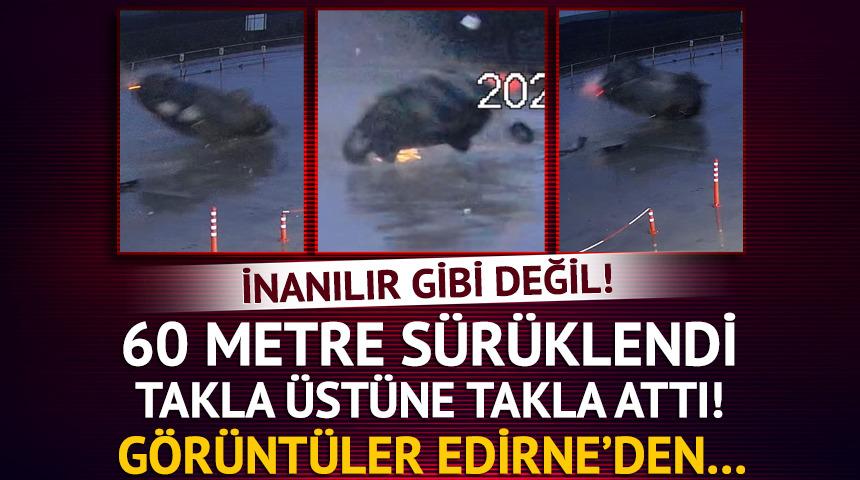 60 metre s&uuml;r&uuml;klendi, takla &uuml;st&uuml;ne takla attı! Korkun&ccedil; anlar saniye saniye kamerada 