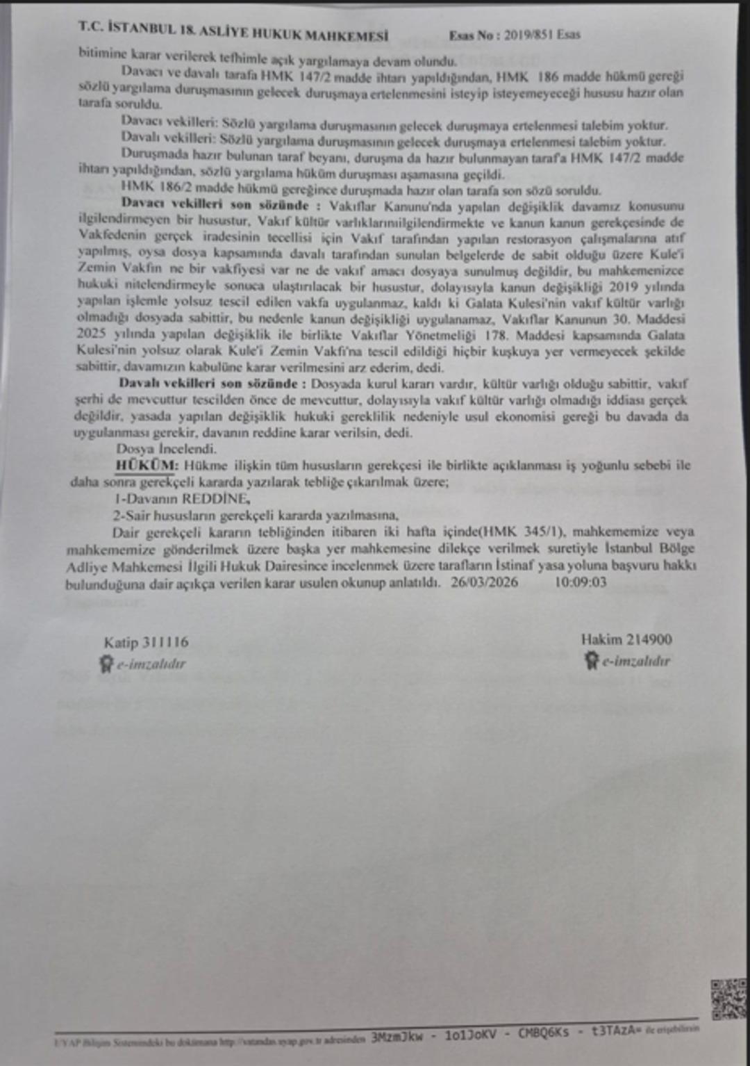 Tarihi kule i&ccedil;in mahkeme son noktayı koydu: Galata Kulesi nin vakıf m&uuml;lkiyeti değişmedi 5