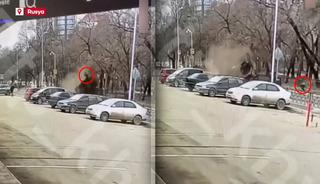 Ara&ccedil;tan fırlayan s&uuml;r&uuml;c&uuml; metrelerce havaya u&ccedil;up yere &ccedil;akıldı