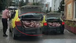 Samsun'da taksi bagajında et sevkiyatı yaptılar