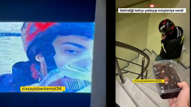 Sosyal medya bu olayı konuşuyor: Kurye siparişi yaladı!