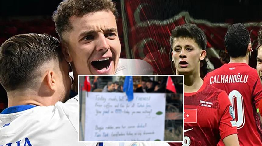 Dev ma&ccedil; &ouml;ncesi Kosova&rsquo;da bir kafede asılan yazı sosyal medyada g&uuml;ndem oldu!