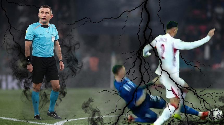 SON DAKİKA | Kosova ma&ccedil;ında hakem skandalı! Zeki &Ccedil;elik'in pozisyonunda Michael Oliver sa&ccedil; baş yoldurttu...