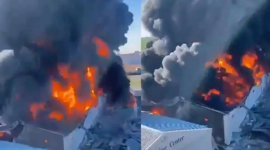 İngiliz petrol şirketi hedef alındı! Saldırı sonucu g&ouml;ky&uuml;z&uuml;n&uuml; alevler kapladı