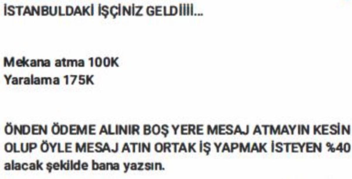 Tetik&ccedil;i men&uuml;s&uuml;... İlan verip, sipariş alıyorlar: İnfaz, bel altı bel &uuml;st&uuml;, mekan kurşunlanır 2