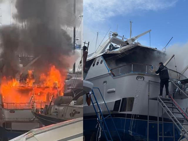 Sadri Şener'in Bodrum'daki l&uuml;ks teknesinde yangın