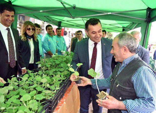 Başkan Yücel, lokum ve su kabağı fidesi dağıttı