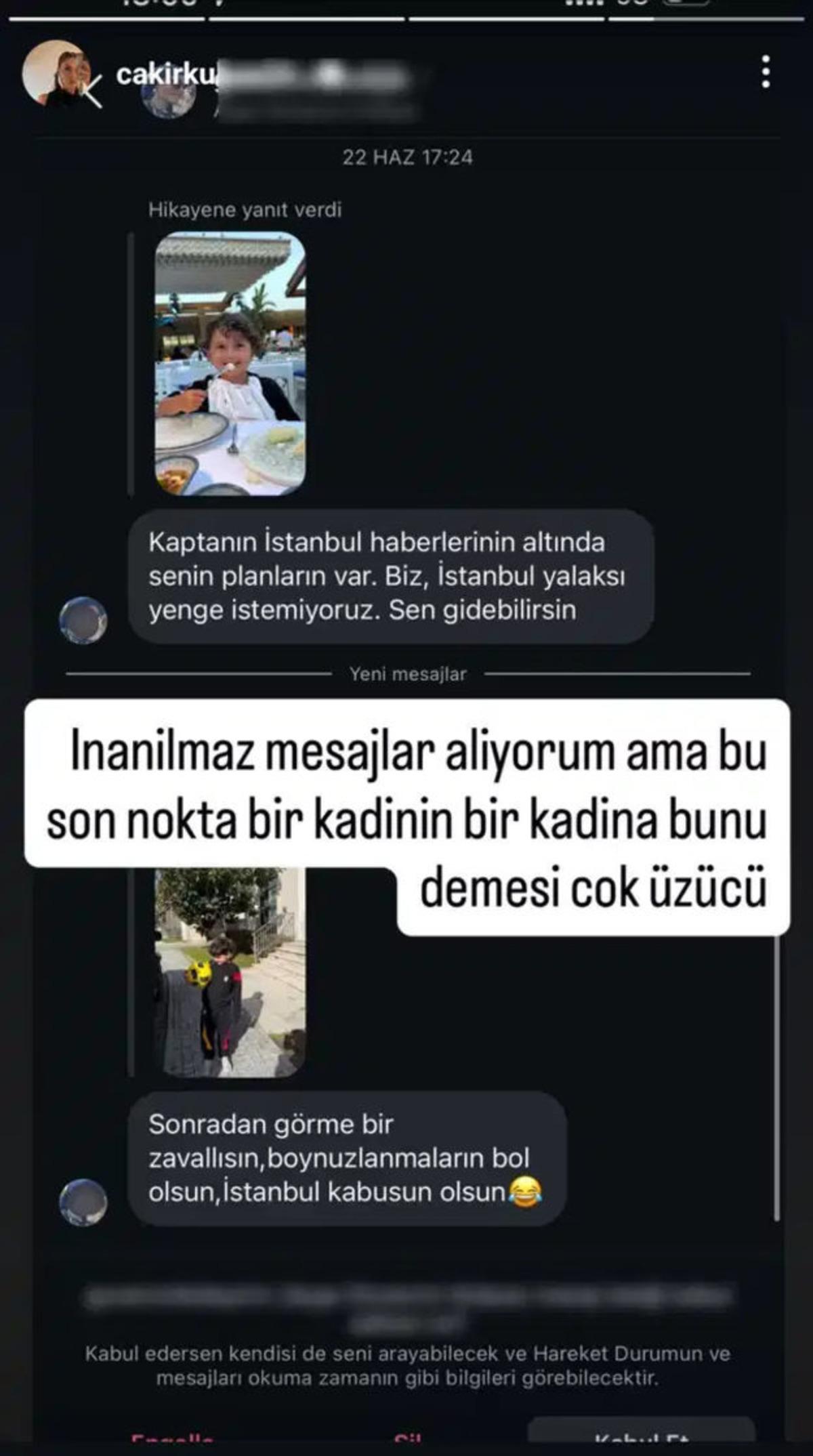 Uğurcan &Ccedil;akır ın eşi K&uuml;bra &Ccedil;akır kendisine gelen mesajları ifşa etti!  Bu son nokta  deyip paylaştı 3