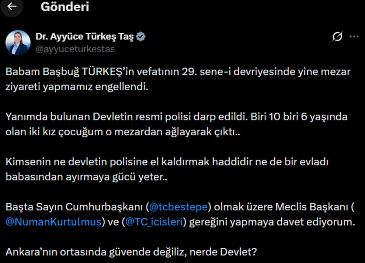 Ayy&uuml;ce T&uuml;rkeş Taş tan olay iddia: "Babamın mezarını ziyaret etmem engellendi" 2