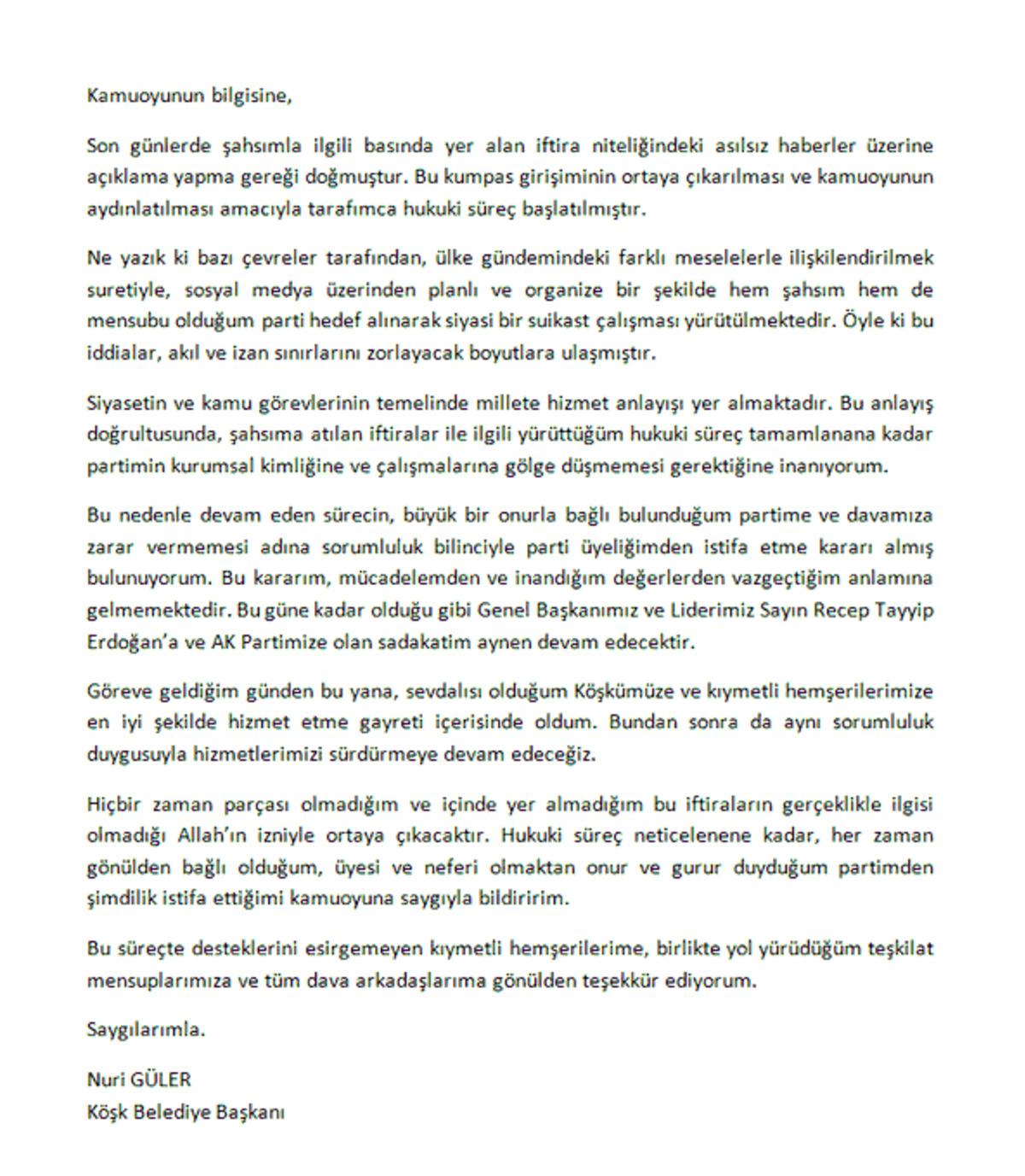 AK Partili belediye başkanı Nuri Güler istifa etti! İhracı istenmişti 1