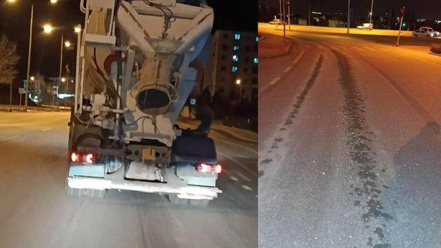 1 kilometre boyunca yola beton döken miksere 191 bin lira ceza kesildi
