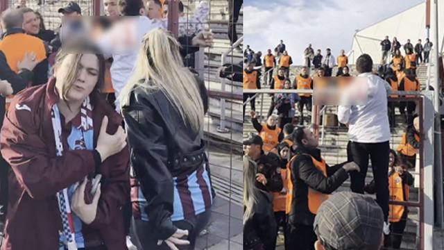 Trabzonspor taraftarı, Galatasaraylı kadın taraftarın üstündeki formayı çıkarttırdı!