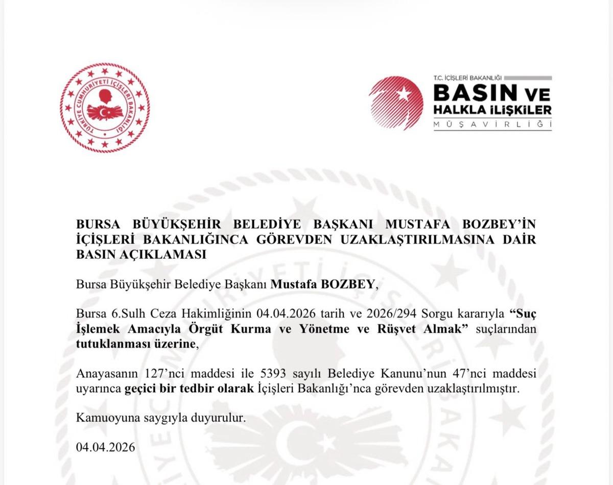 Bursa B&uuml;y&uuml;kşehir Belediye Başkanı Mustafa Bozbey g&ouml;revden uzaklaştırıldı 2
