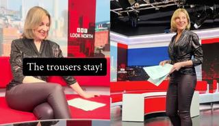 &Uuml;nl&uuml; sunucunun giydiği deri pantolona eleştiri yağdı!