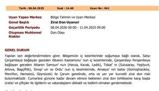 Zirai don uyarısı: Orta Karadeniz i&ccedil;in kritik g&uuml;nler