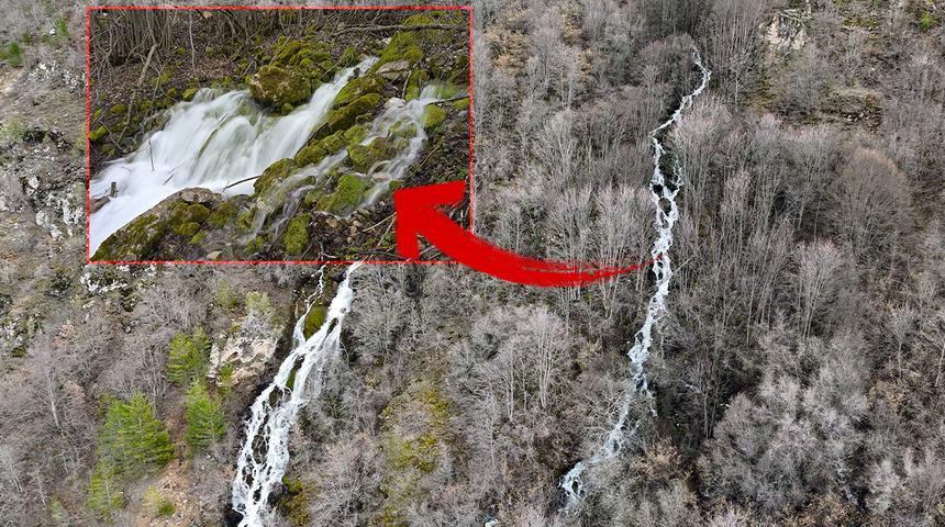 Dağın ortasından fışkırıyor, kaynağı bir t&uuml;rl&uuml; bulunamıyor! G&ouml;renler şaşkın