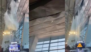 Havaalanında şelale paniği! Tavan m&uuml;şterilerin &uuml;zerine &ccedil;&ouml;kt&uuml;