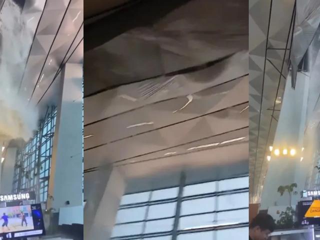 Havaalanında şelale paniği! Tavan m&uuml;şterilerin &uuml;zerine &ccedil;&ouml;kt&uuml;