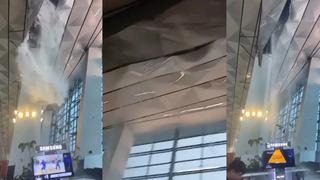 Havaalanında şelale paniği! Tavan müşterilerin üzerine çöktü