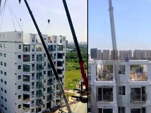 28 saatte 10 katlı apartman inşa ettiler!