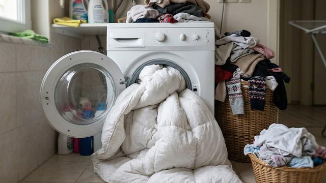 Bir t&uuml;rl&uuml; &ccedil;amaşır makinesine sığmayan yorganları yıkamanın en pratik yolu