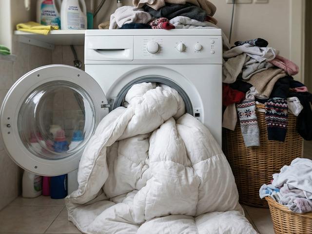 Bir t&uuml;rl&uuml; &ccedil;amaşır makinesine sığmayan yorganları yıkamanın en pratik yolu