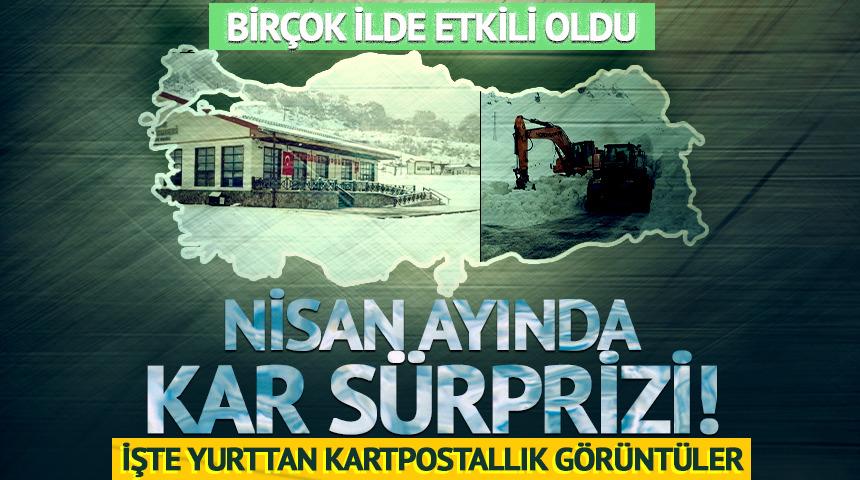Nisan ayında kar s&uuml;rprizi! Bir&ccedil;ok ilimiz beyaza b&uuml;r&uuml;nd&uuml;: İşte yurttan kartpostallık g&ouml;r&uuml;nt&uuml;ler!