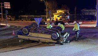 &Ccedil;orum&rsquo;da otomobil takla attı: 1 yaralı