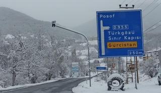 Posof'ta kar yağışı nedeniyle yollar kapandı