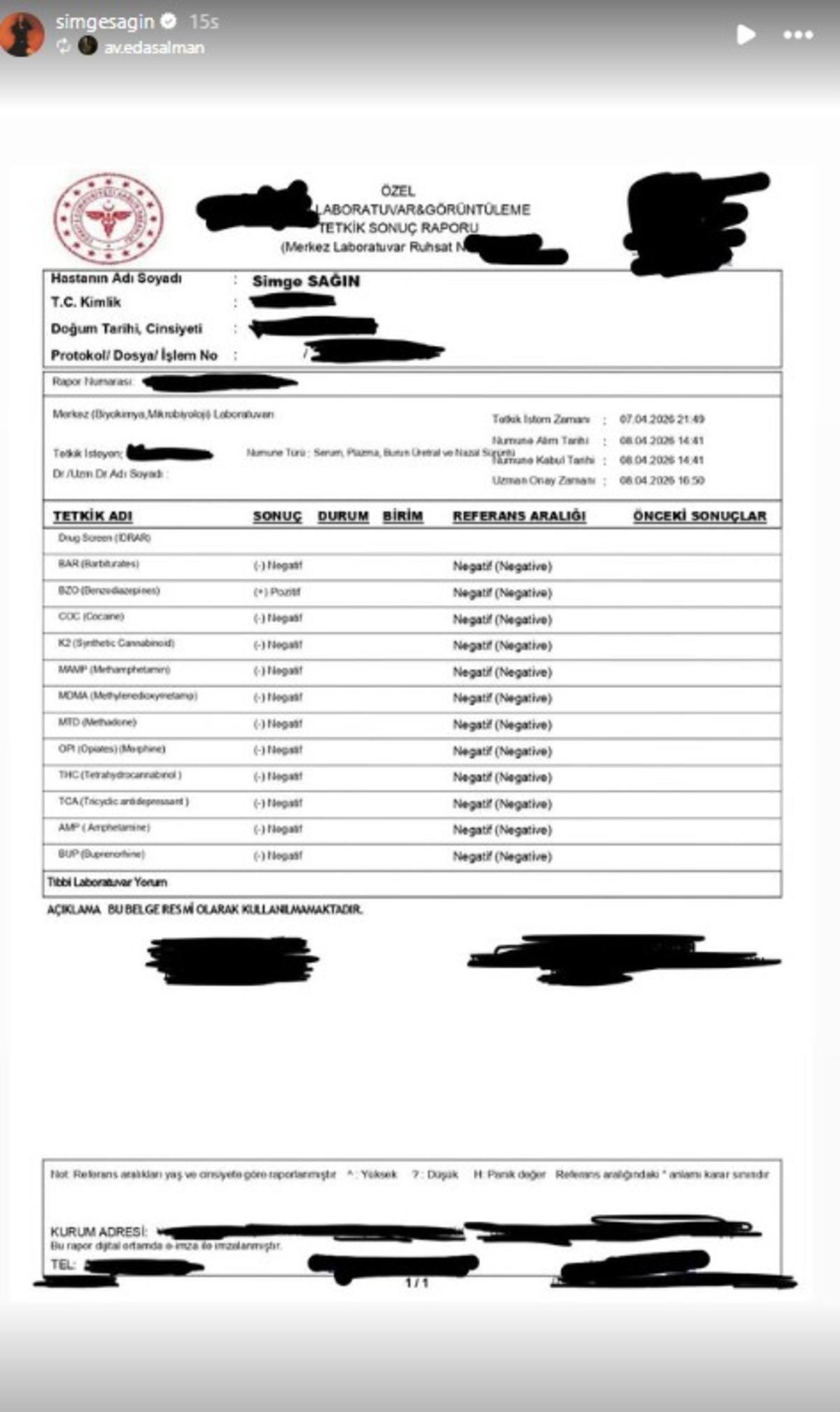 G&ouml;zaltına alınmıştı! Simge Sağın test sonucunu paylaştı 1